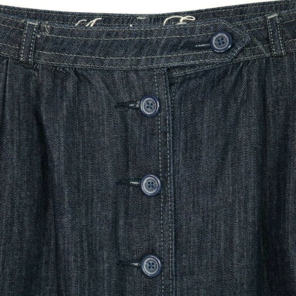 American Eagle Mini‎ Full Pleated Jean Skirt Dark Pockets Buttons 6 - Picture 8 of 9